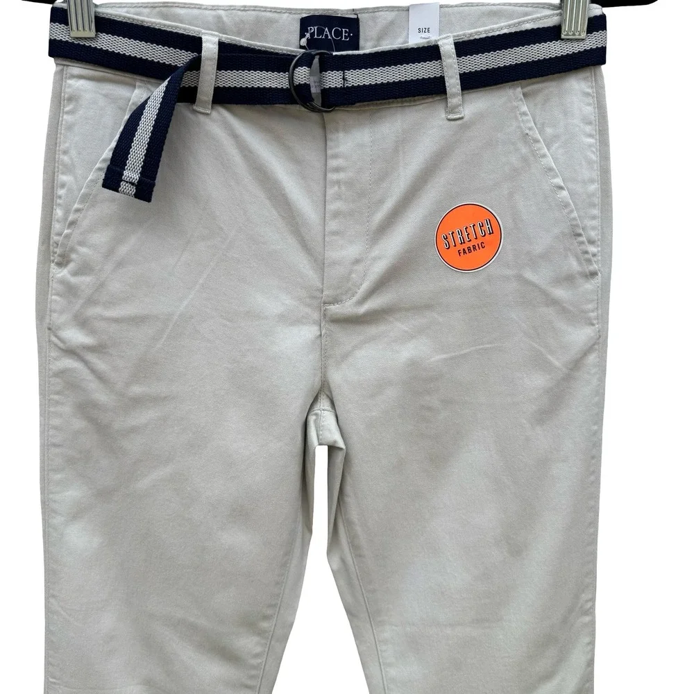 The Childrens‎ Place Girls Millstone Beige Stretch Chino Pants Belt Size 14 NEW